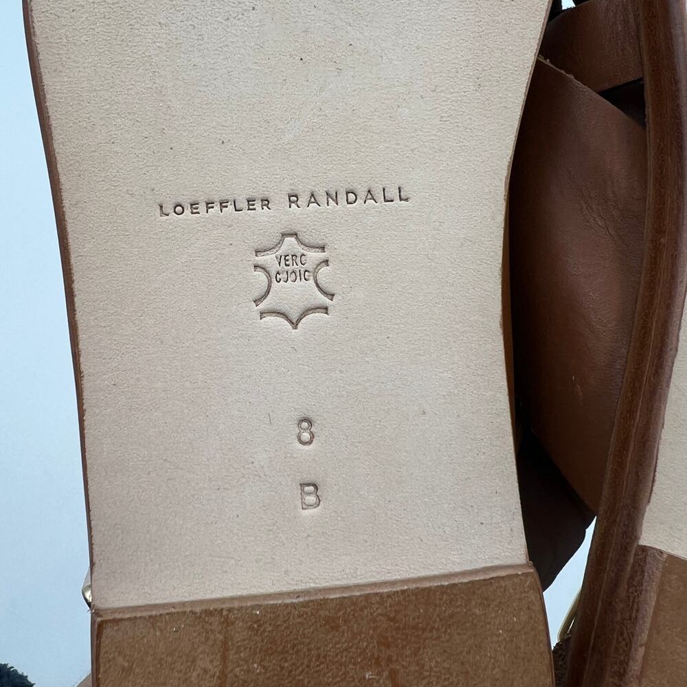 Loeffler Randal Grayson Leather Peep Toe Slingback Sandals Tan Coastal Prep - Picture 9 of 10